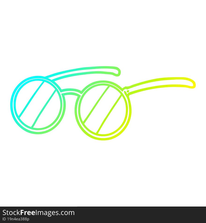 cold gradient line drawing of a cartoon spectacles