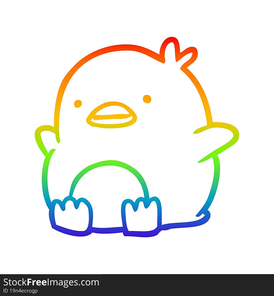 rainbow gradient line drawing cute penguin