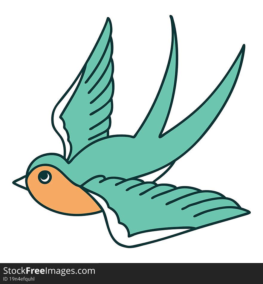 tattoo style icon of a swallow