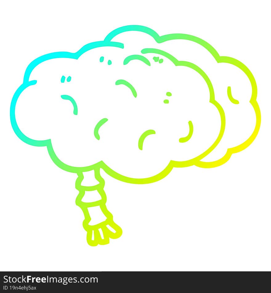 cold gradient line drawing cartoon brain