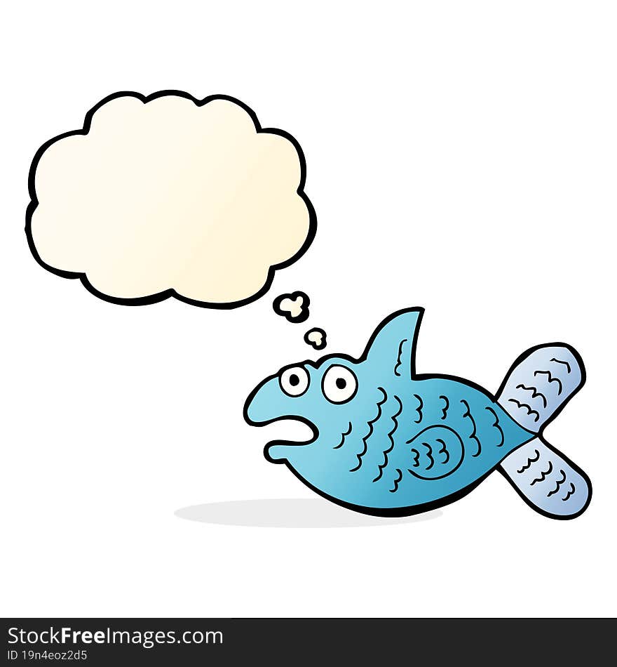 cartoon fish with thought bubble