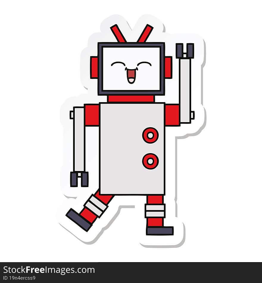 sticker of a cute cartoon robot