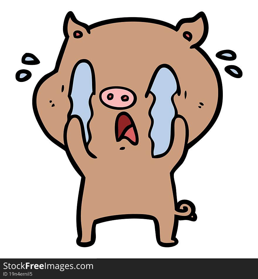 crying pig cartoon. crying pig cartoon