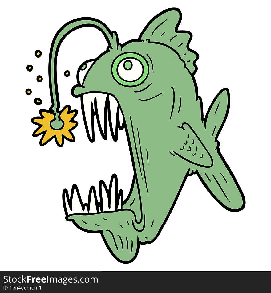 cartoon lantern fish. cartoon lantern fish