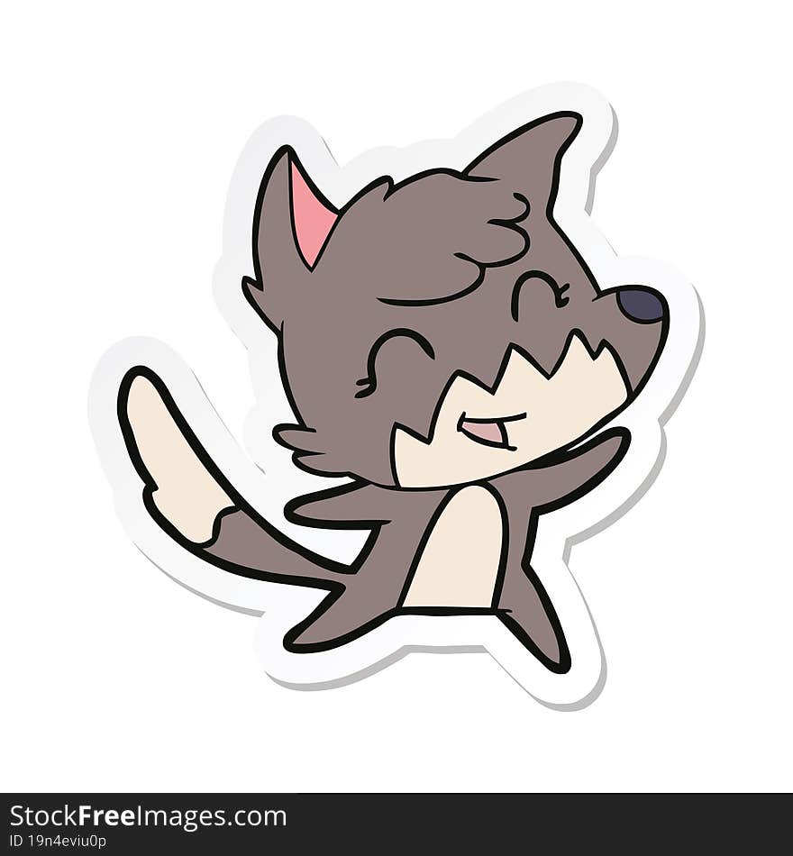 sticker of a happy cartoon fox