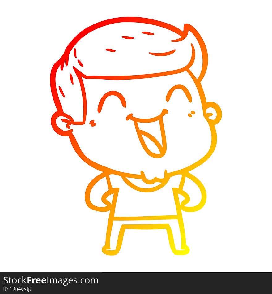 warm gradient line drawing of a cartoon man laughing