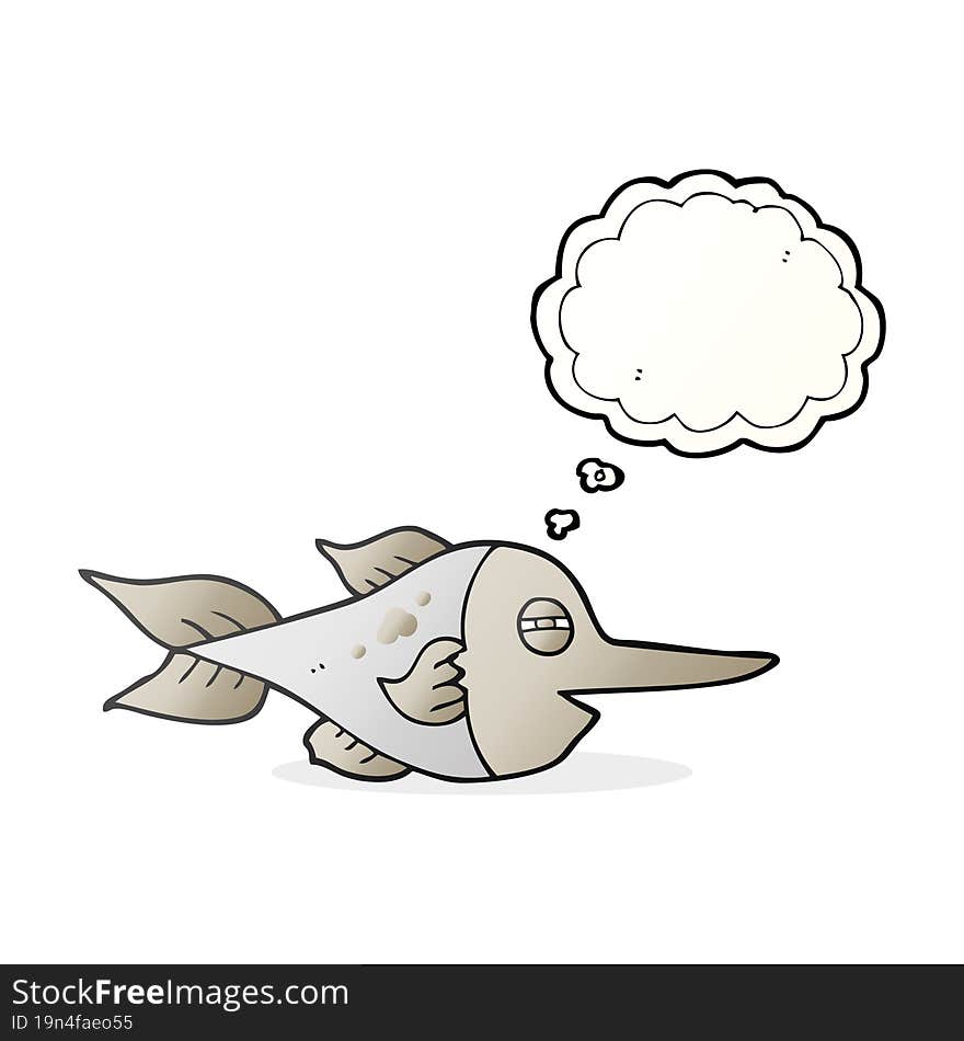 freehand drawn thought bubble cartoon swordfish