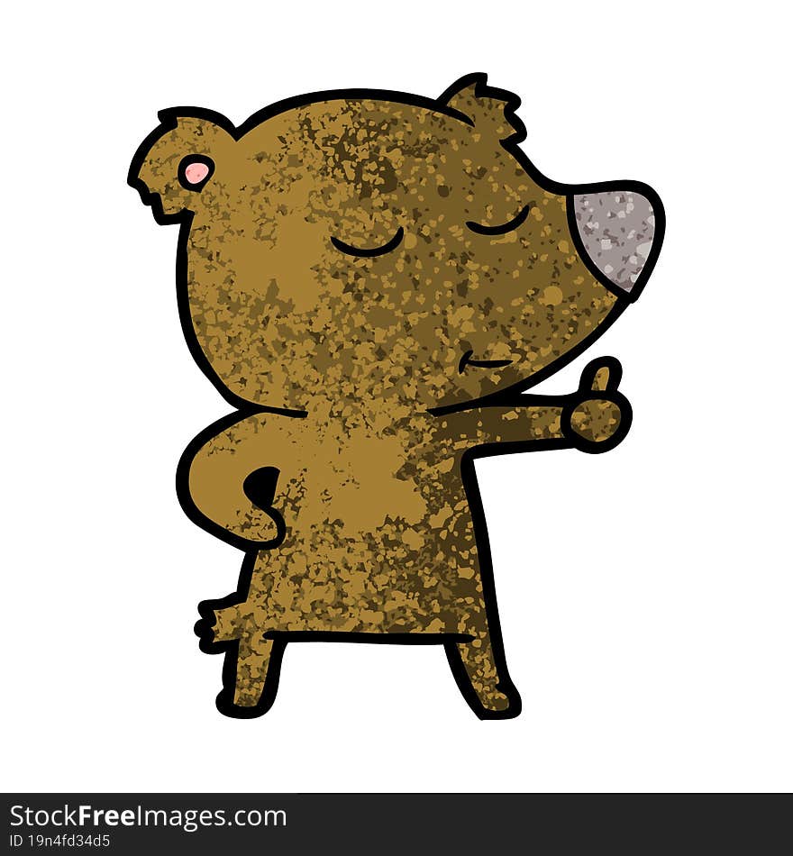 happy cartoon bear giving thumbs up. happy cartoon bear giving thumbs up