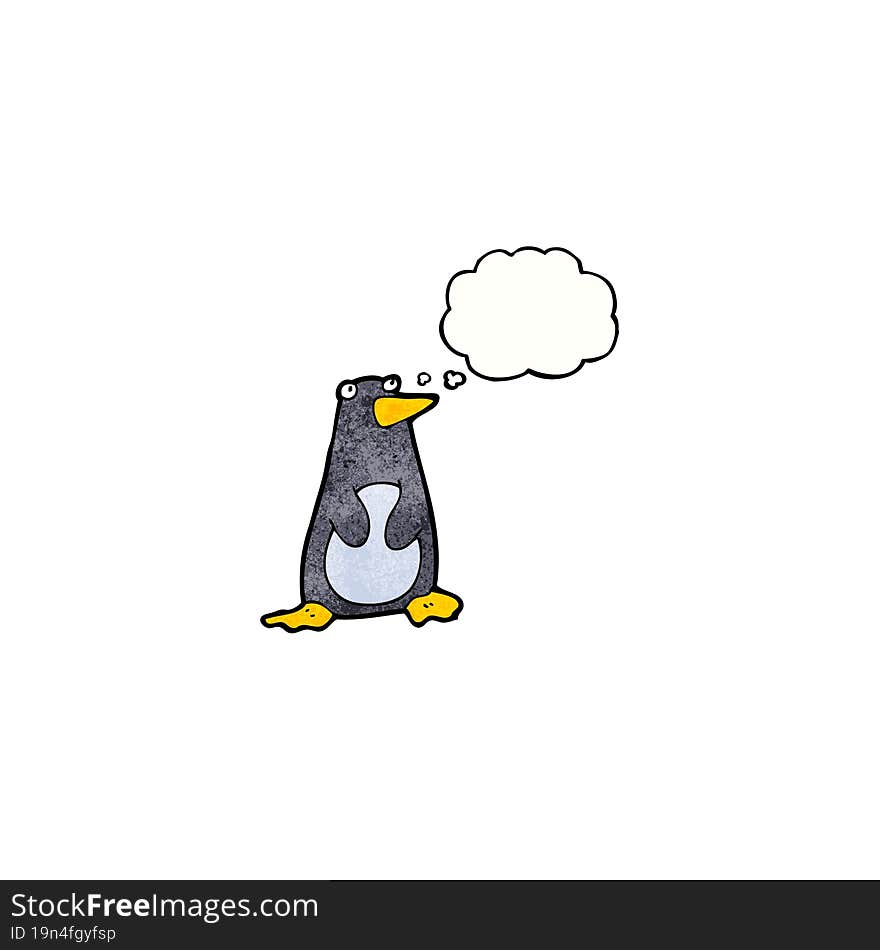 funny penguin with thought bubble