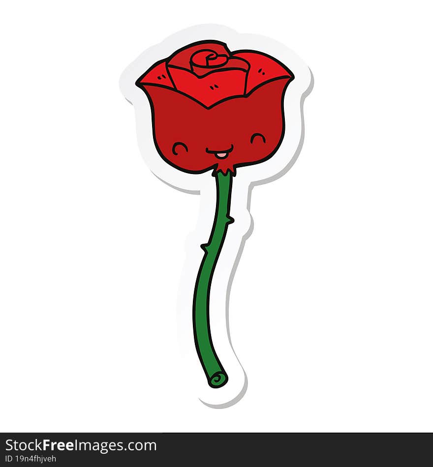 sticker of a cartoon rose