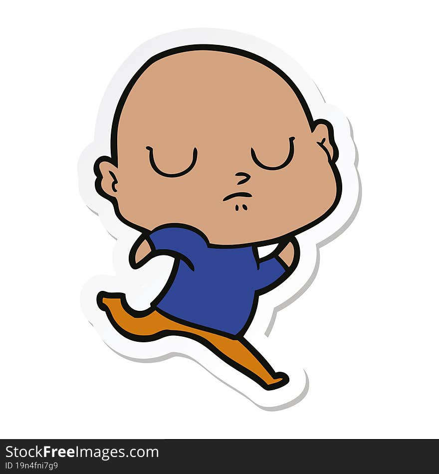 sticker of a cartoon bald man