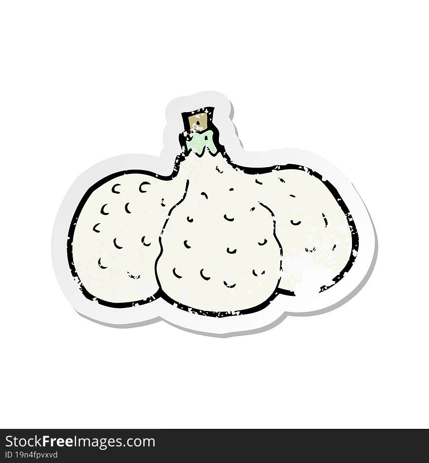 retro distressed sticker of a cartoon garlic