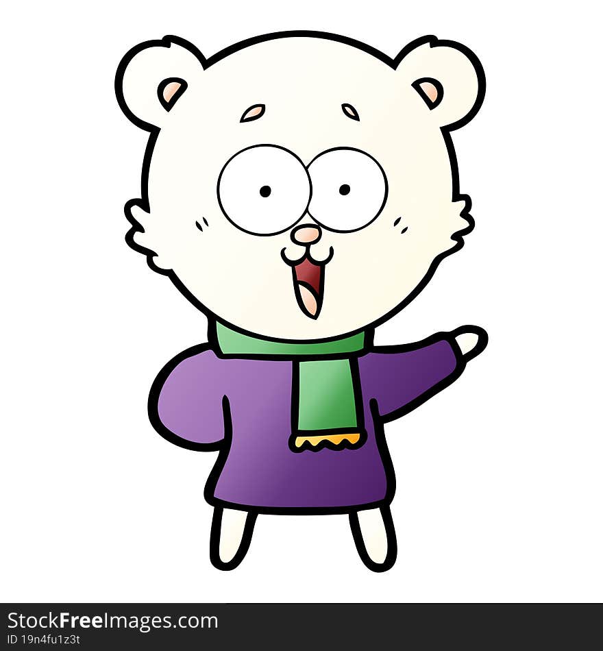 laughing teddy  bear cartoon in winter clothes. laughing teddy  bear cartoon in winter clothes