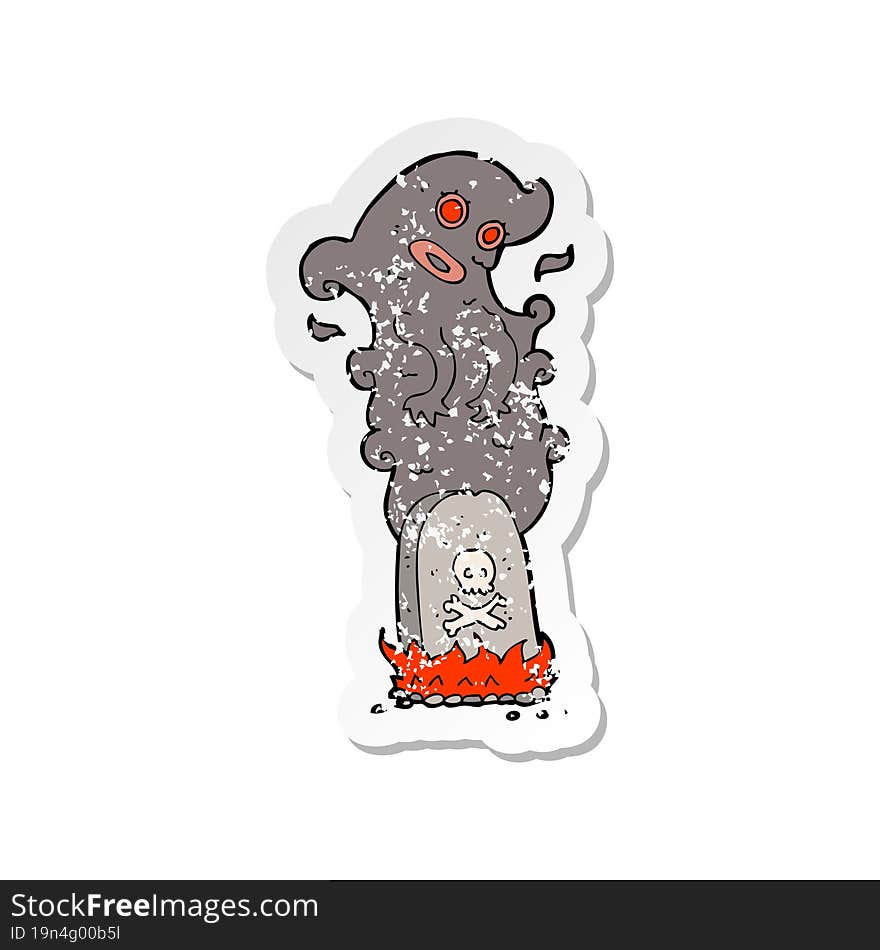 retro distressed sticker of a cartoon haunted grave