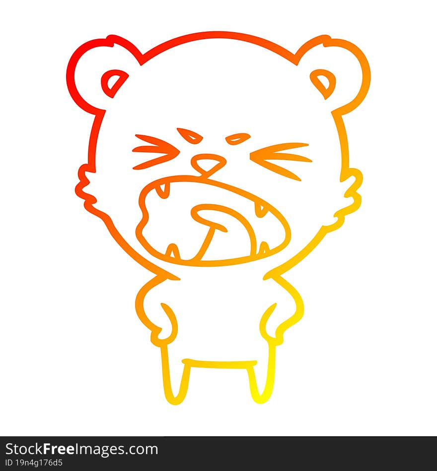 warm gradient line drawing angry cartoon bear