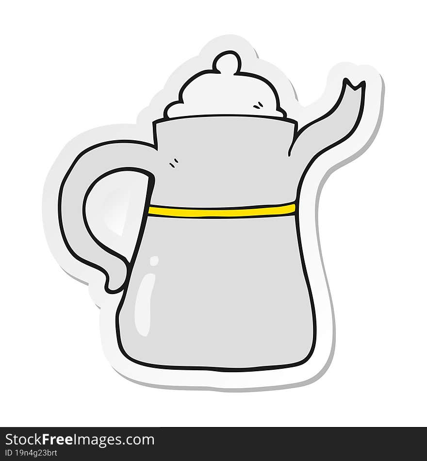 Sticker Of A Cartoon Coffee Pot