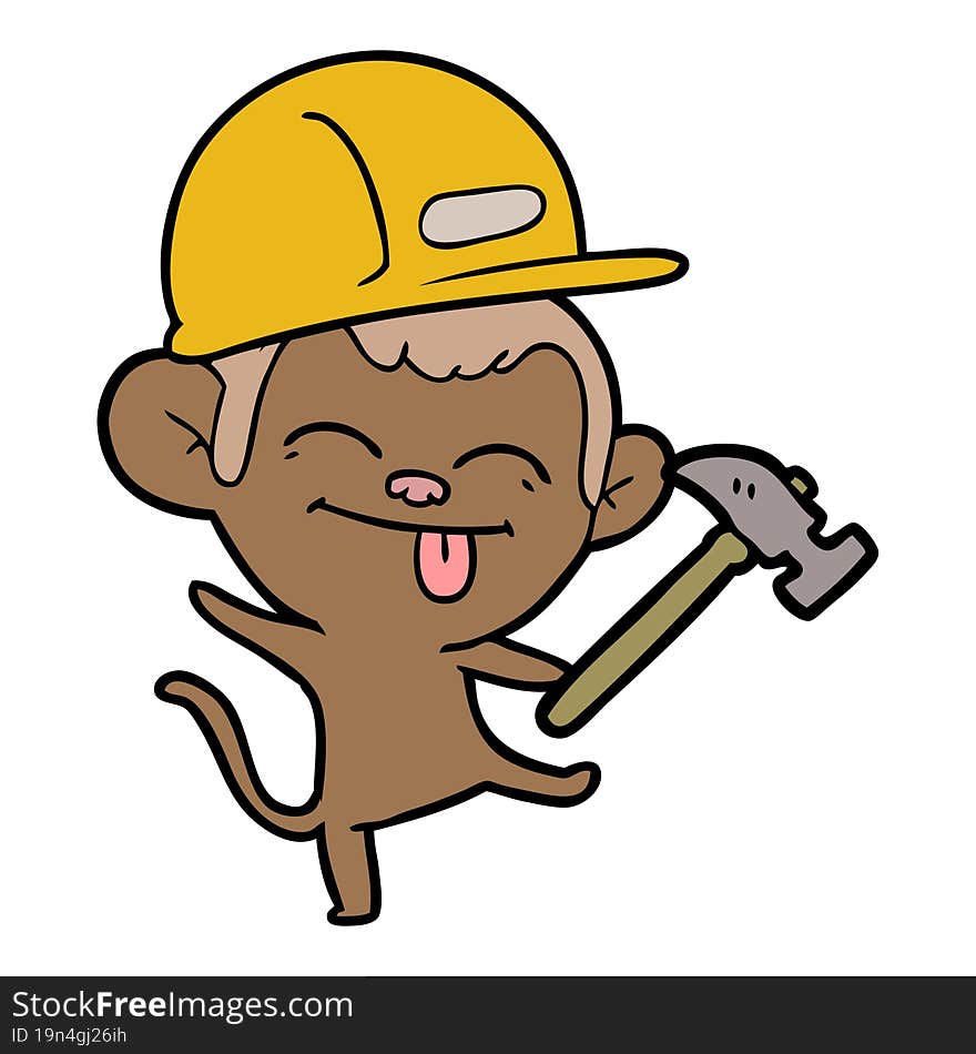 funny cartoon builder monkey dancing. funny cartoon builder monkey dancing