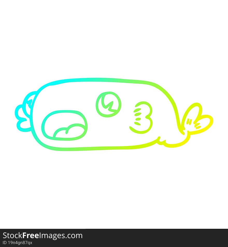 cold gradient line drawing cartoon fish