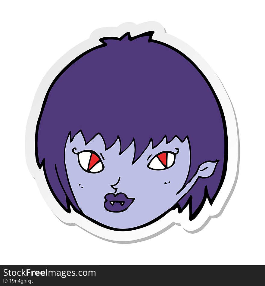 sticker of a cartoon vampire girl face