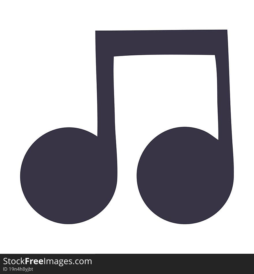 flat color retro cartoon musical note