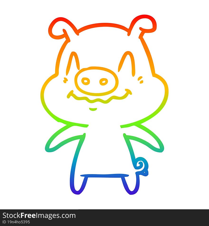 rainbow gradient line drawing nervous cartoon pig