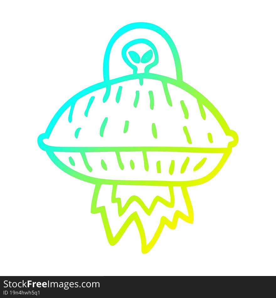 cold gradient line drawing cartoon alien spaceship