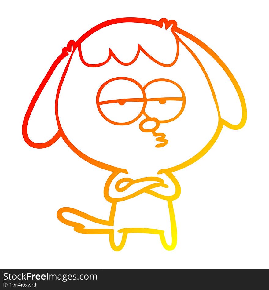 warm gradient line drawing cartoon bored dog