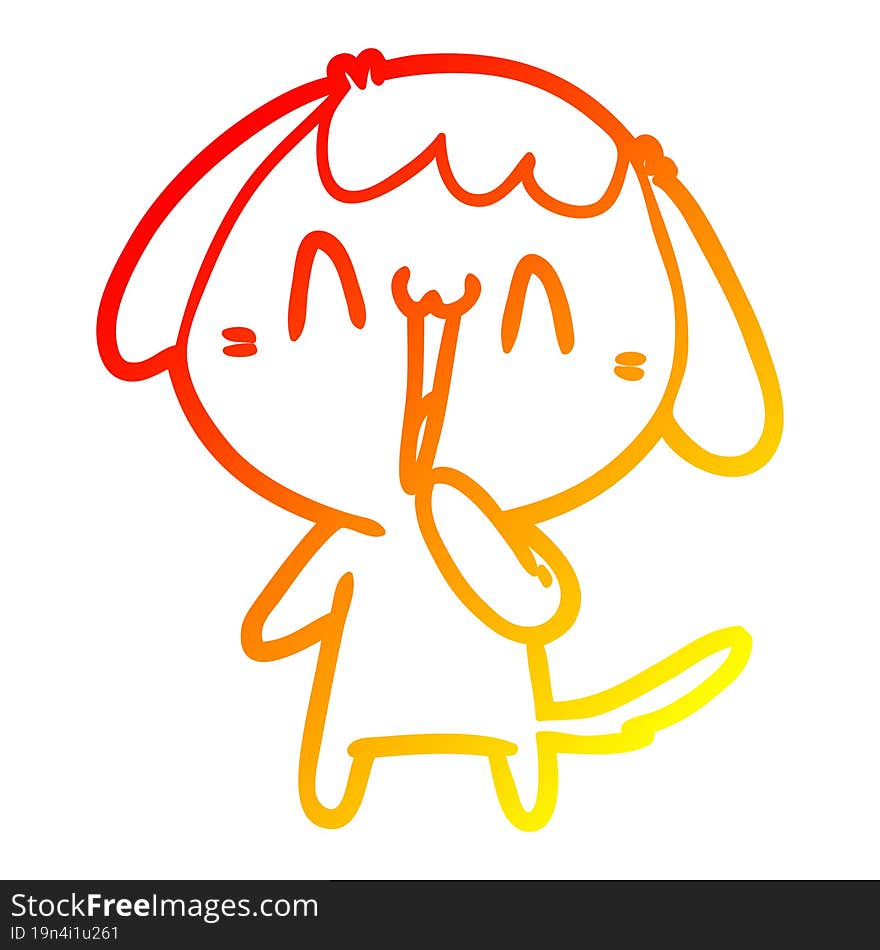 Warm Gradient Line Drawing Cute Cartoon Dog