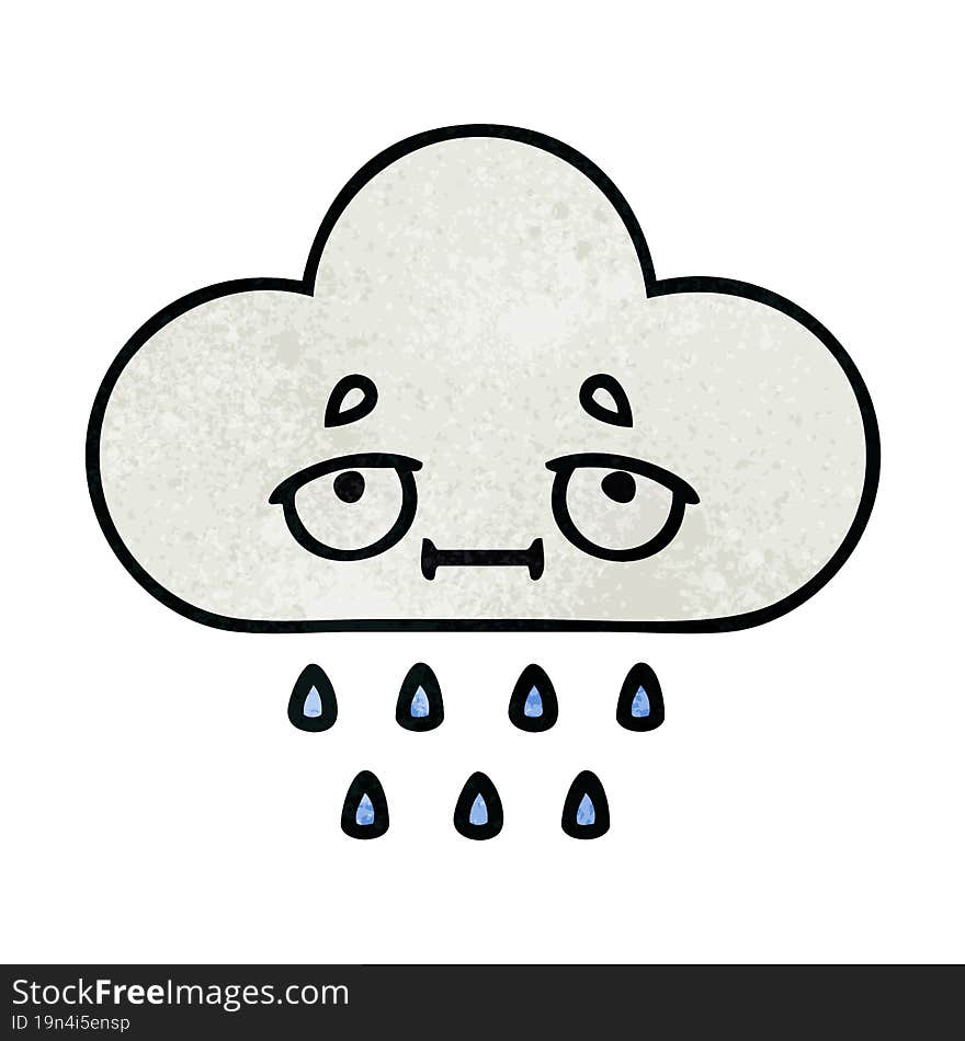 retro grunge texture cartoon rain cloud