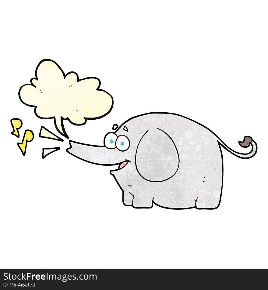 speech bubble textured cartoon trumpeting elephant