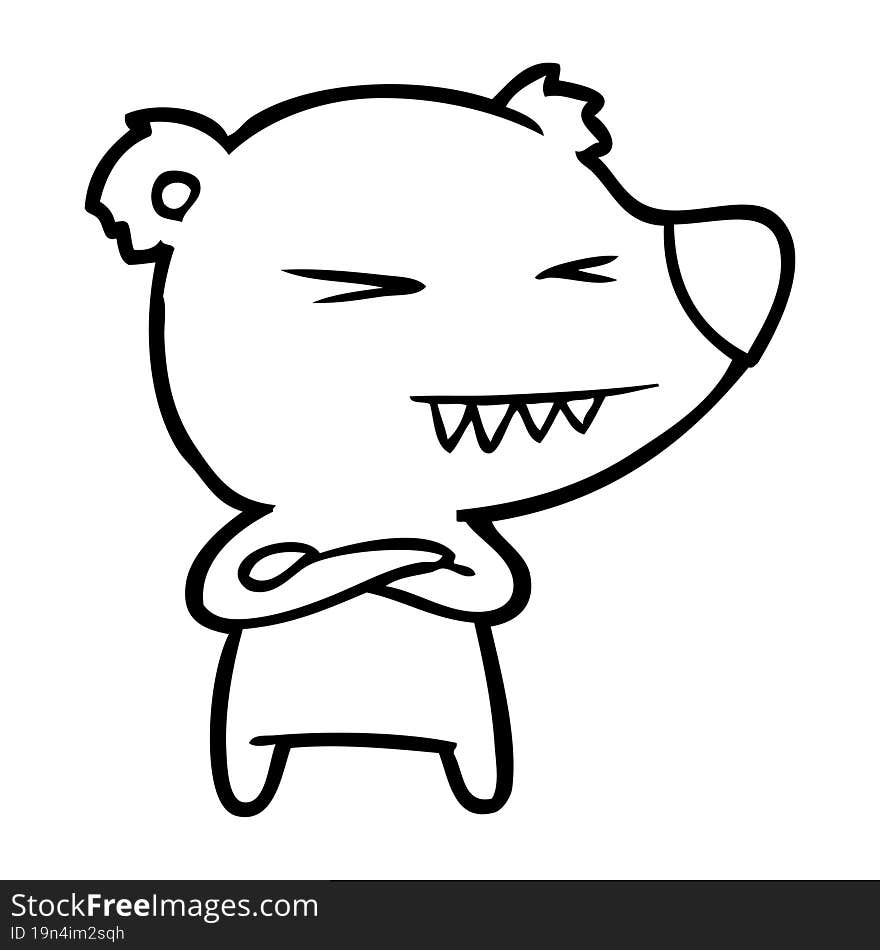 angry polar bear cartoon with folded arms. angry polar bear cartoon with folded arms