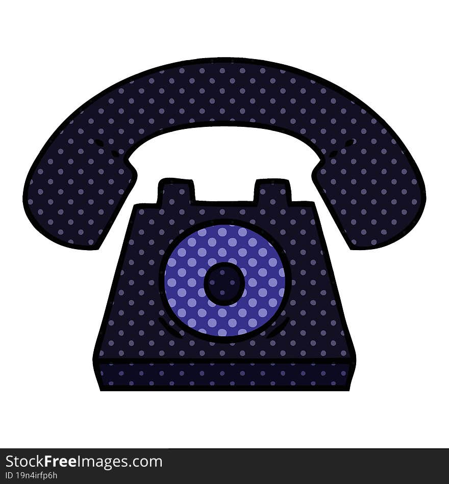 Comic Book Style Cartoon Old Telephone