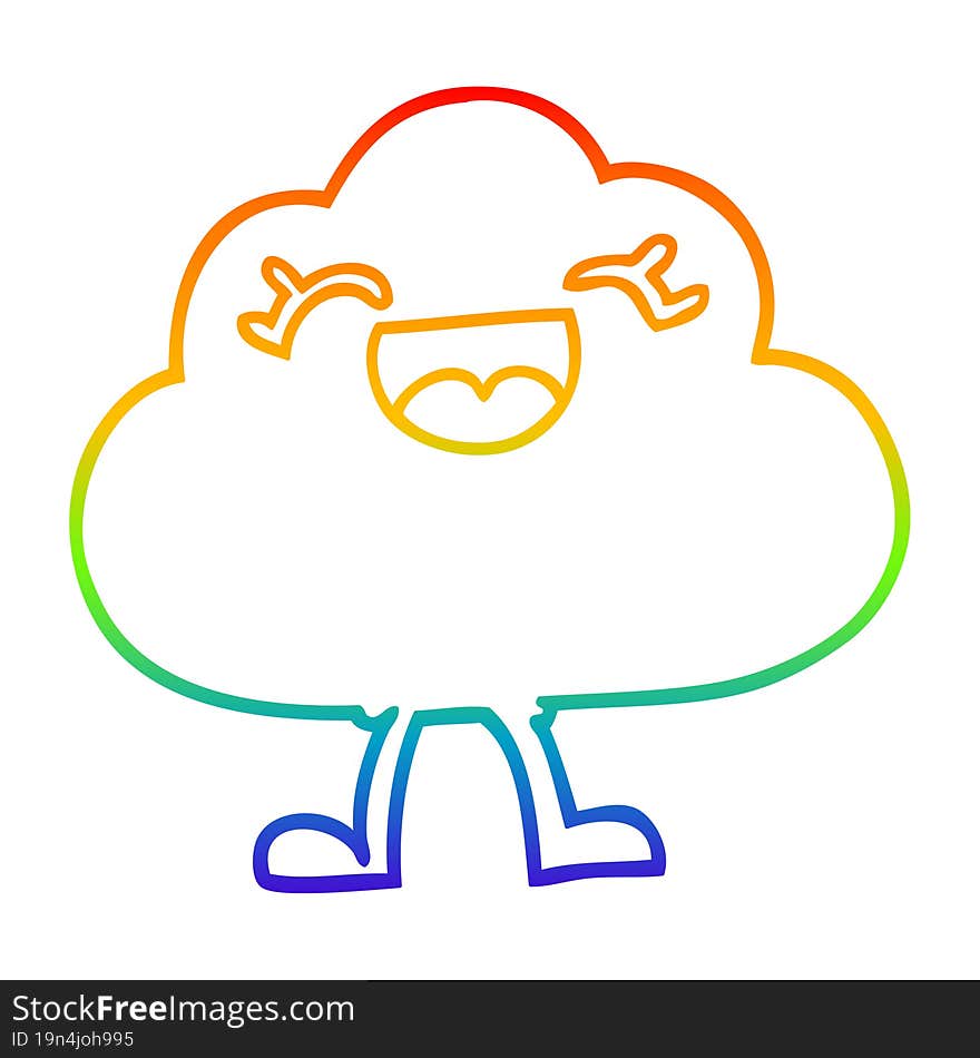 rainbow gradient line drawing of a cartoon expressive weather cloud