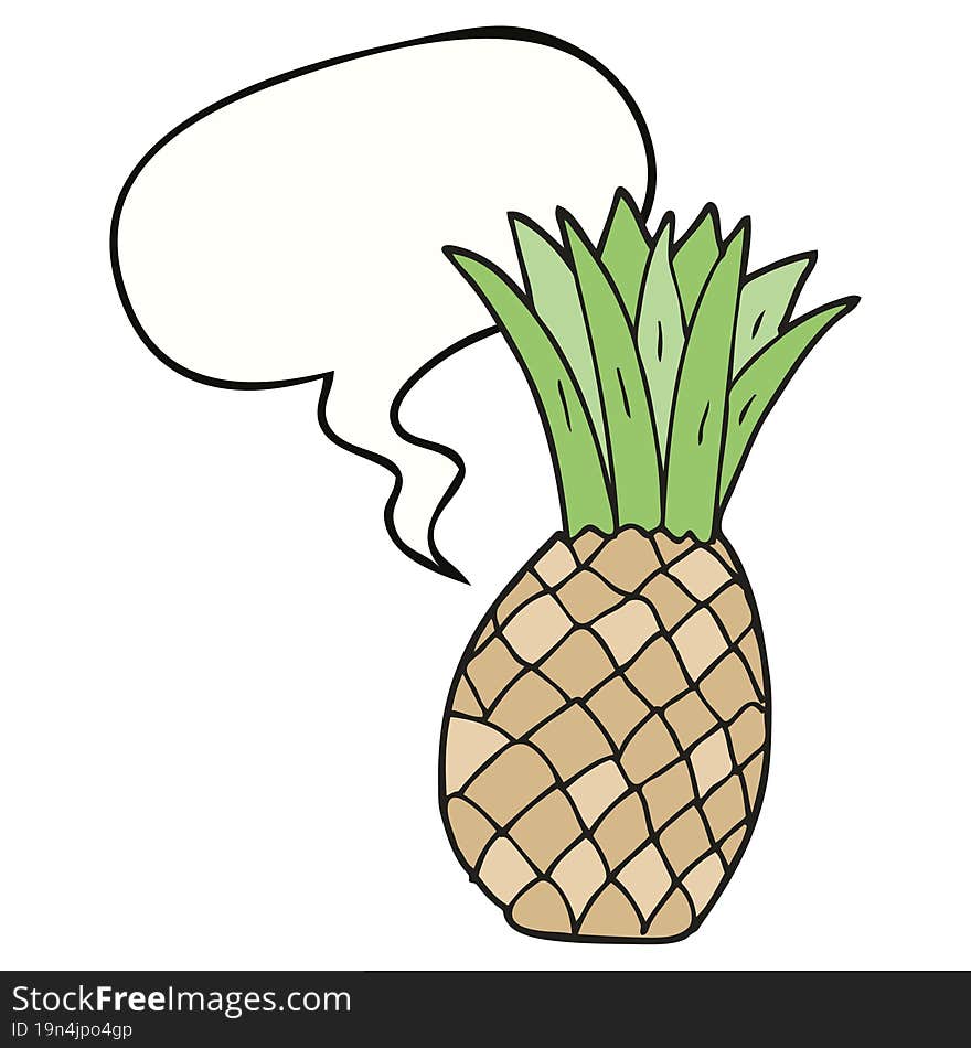 cartoon pineapple and speech bubble