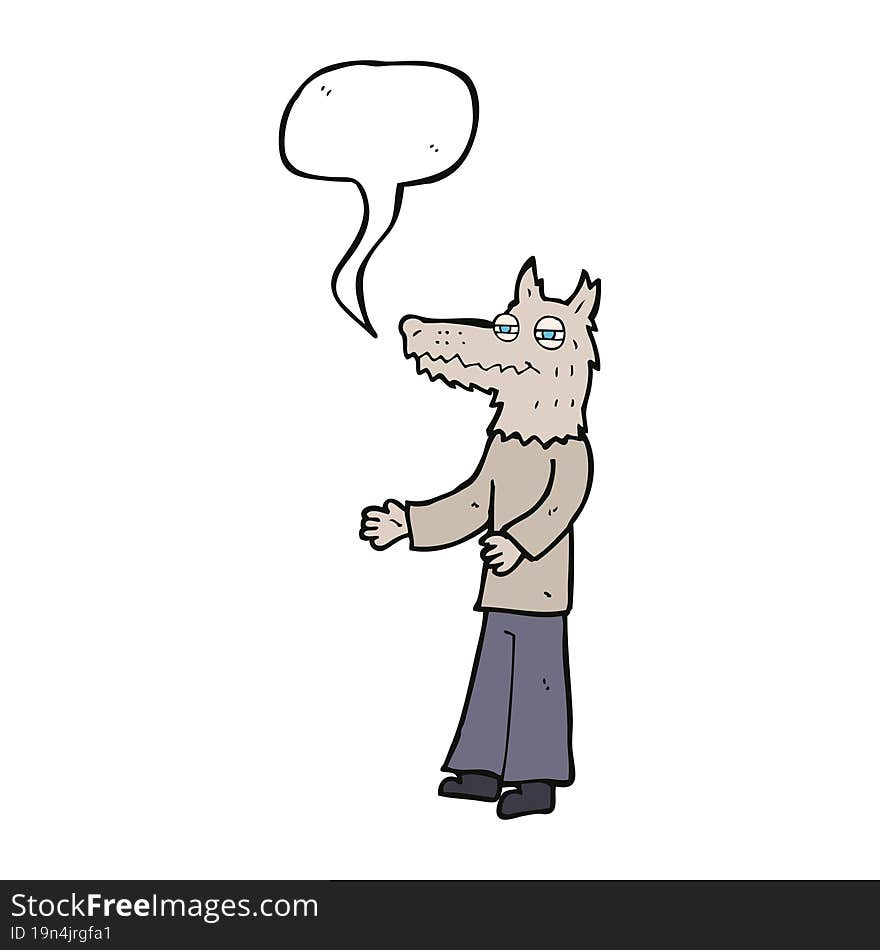 Cartoon Wolf Man With Speech Bubble