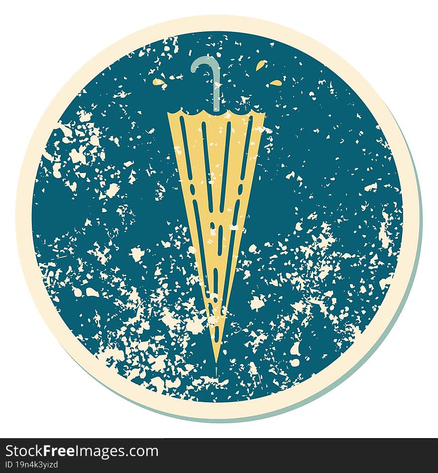 distressed sticker tattoo style icon of a closed umbrella