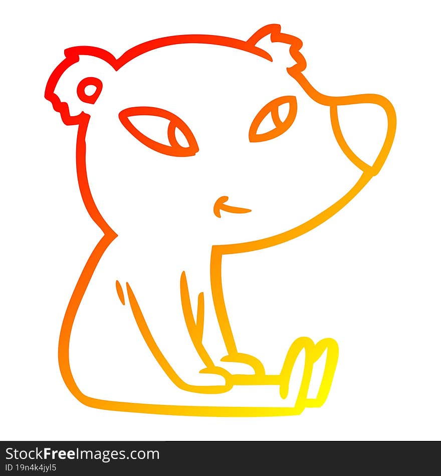 warm gradient line drawing cute cartoon bear sitting