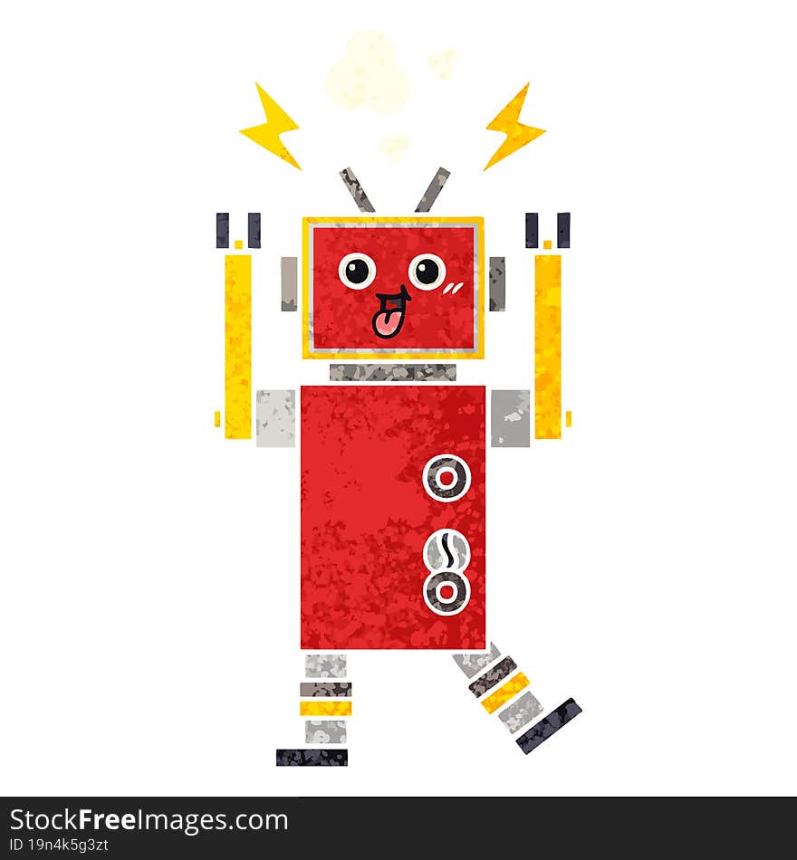 Retro Illustration Style Cartoon Robot