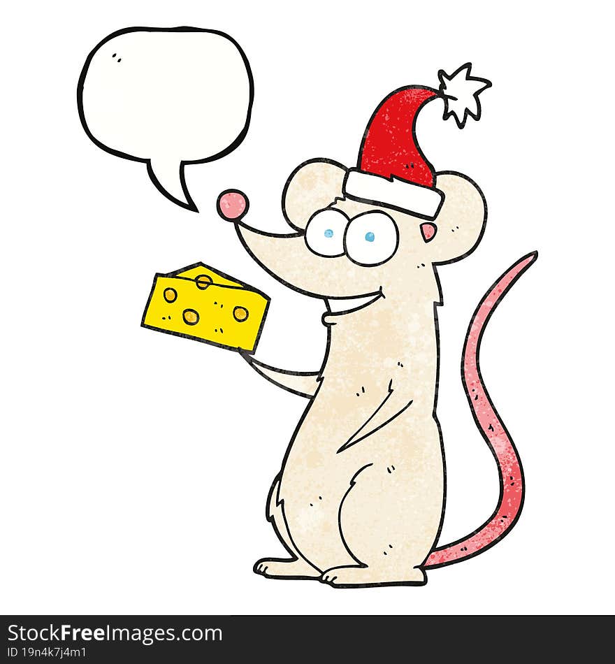 Speech Bubble Textured Cartoon Christmas Mouse