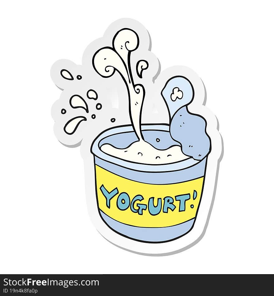 sticker of a cartoon yogurt