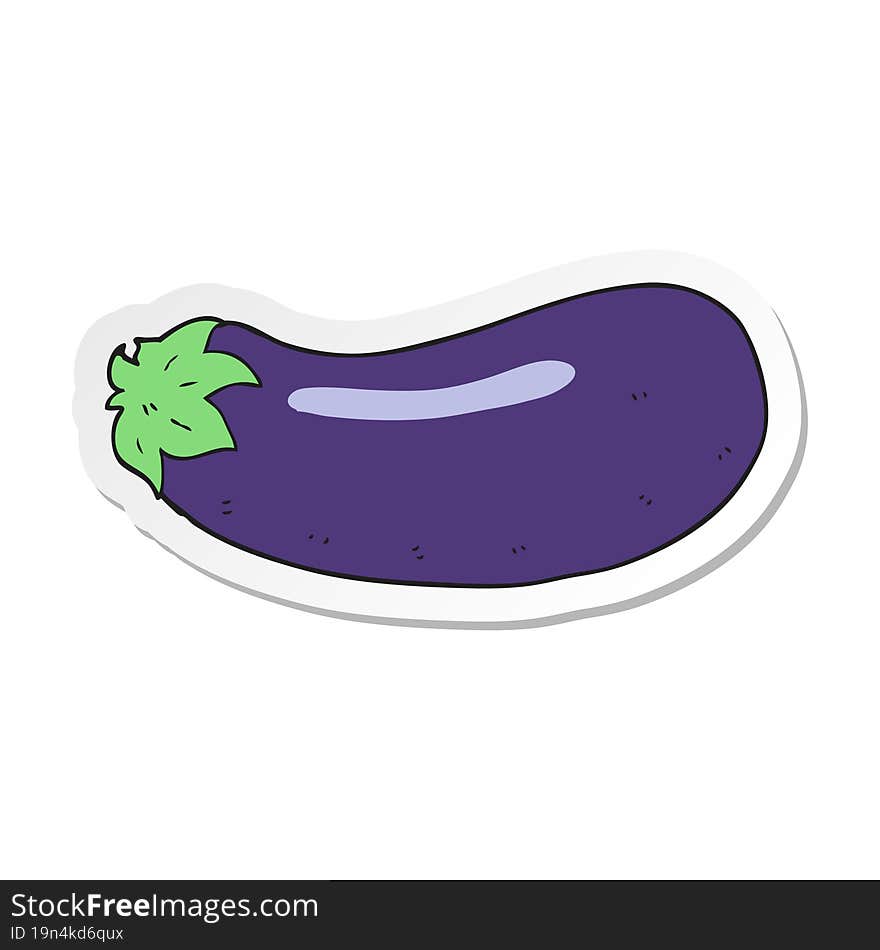 Sticker Of A Cartoon Eggplant