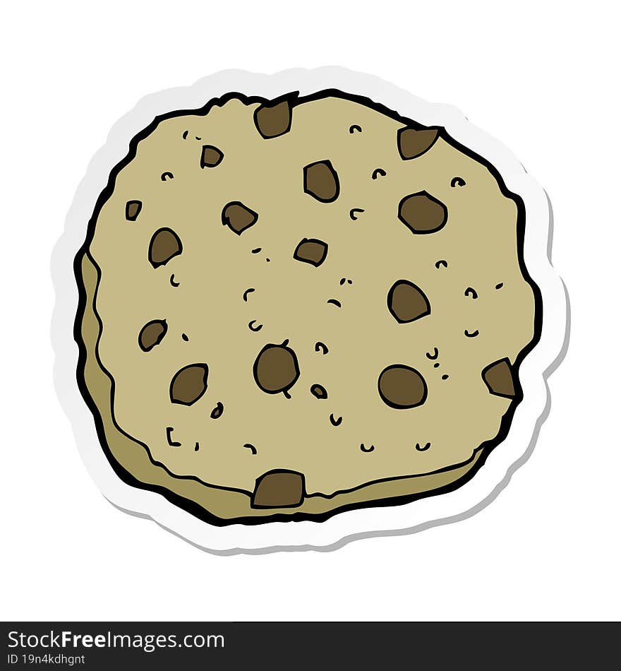 sticker of a chocolate chip cookie cartoon