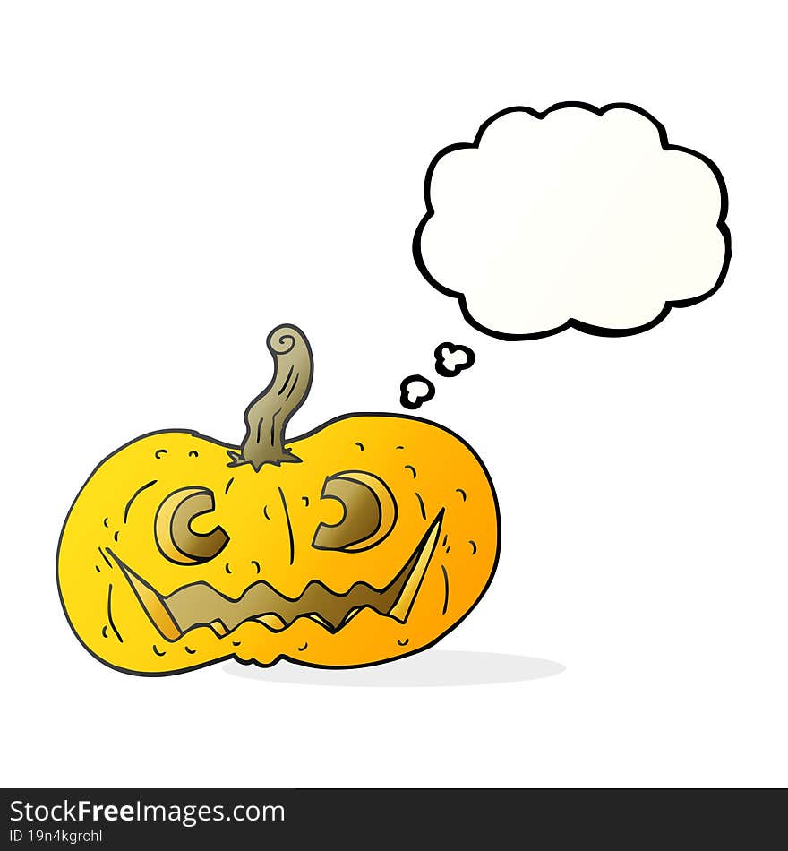 freehand drawn thought bubble cartoon halloween pumpkin