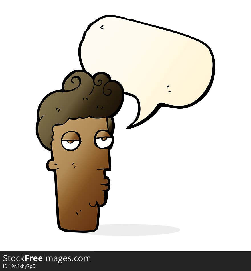 Cartoon Bored Man S Face With Speech Bubble