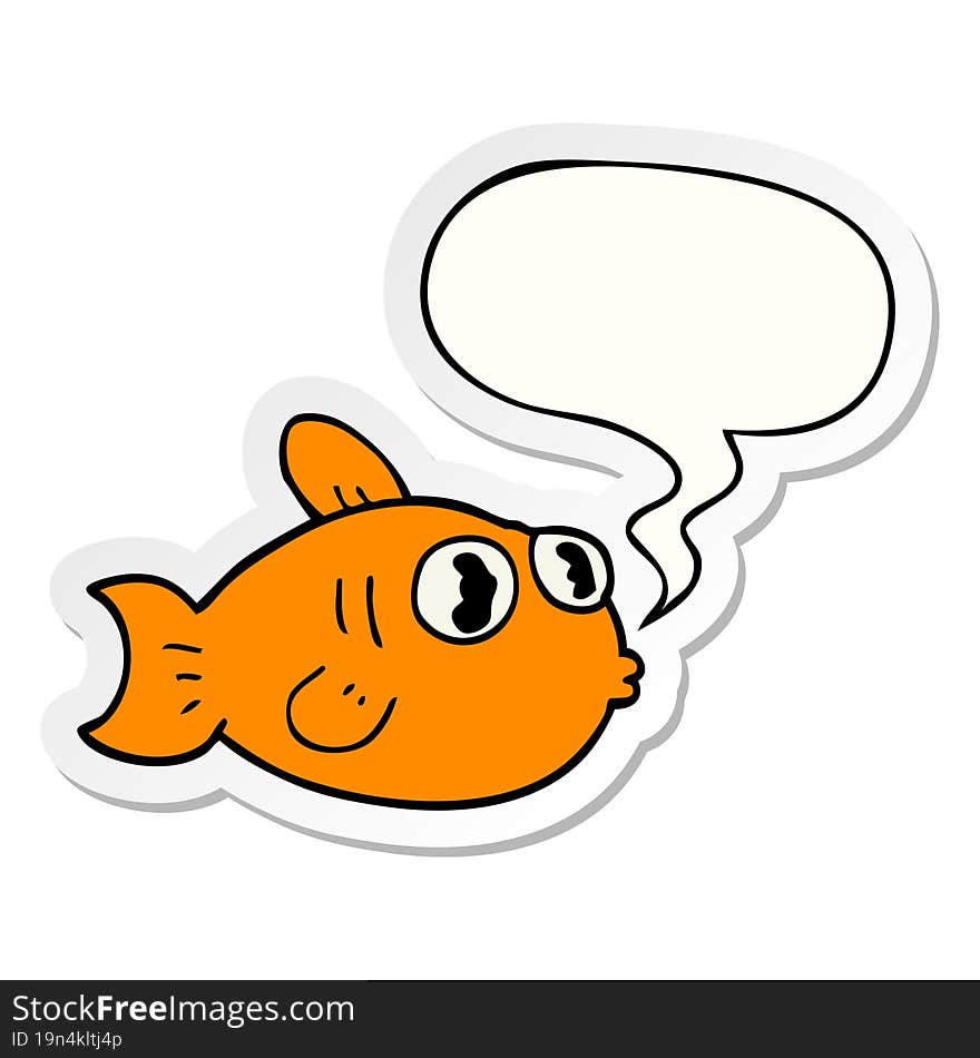 Cartoon Fish And Speech Bubble Sticker