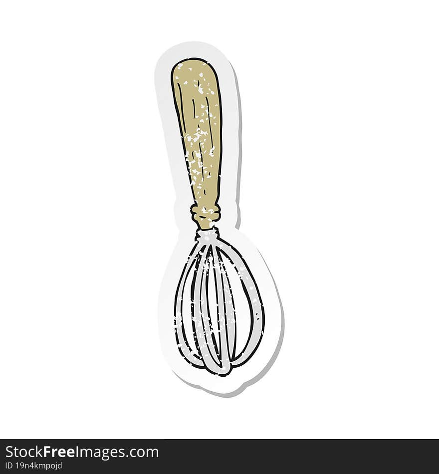 retro distressed sticker of a cartoon whisk