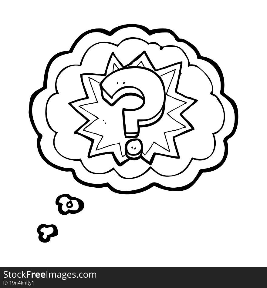 freehand drawn thought bubble cartoon question mark