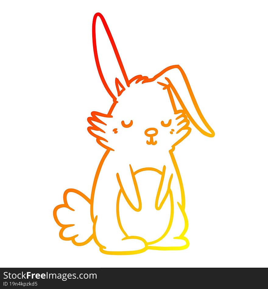 warm gradient line drawing cartoon sleepy rabbit