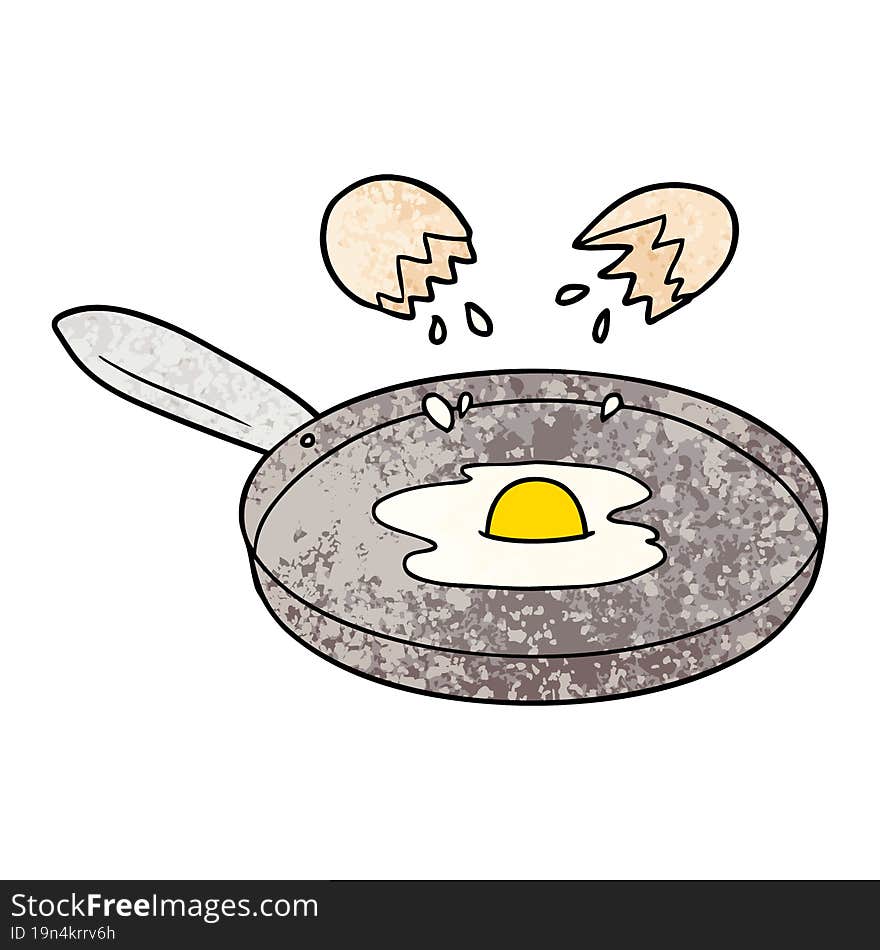 cartoon pan frying egg. cartoon pan frying egg