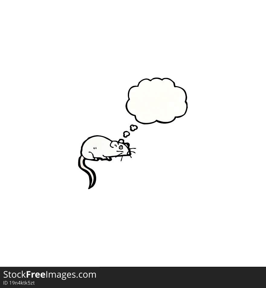 cartoon white mouse with thought bubble